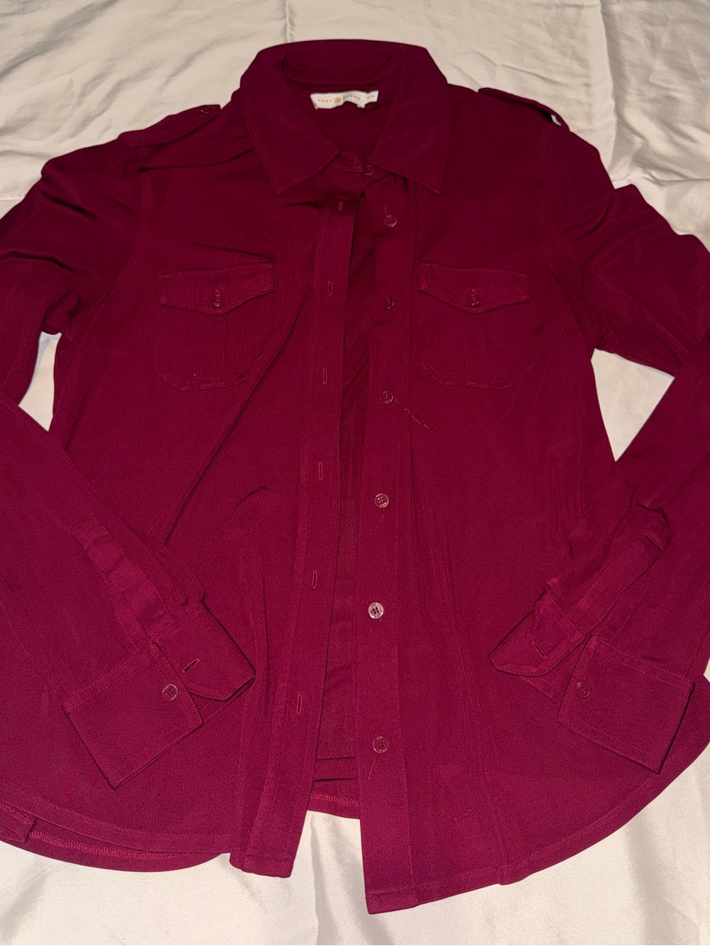 Tory Burch Deep Burgundy Button-Down blouse XL